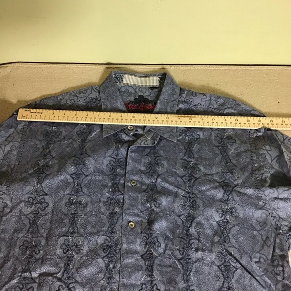 Robert Graham Men’s Button Down Blue floral Print Flip Cuff  Shirt Sz. 2XL EUC - Picture 4 of 13